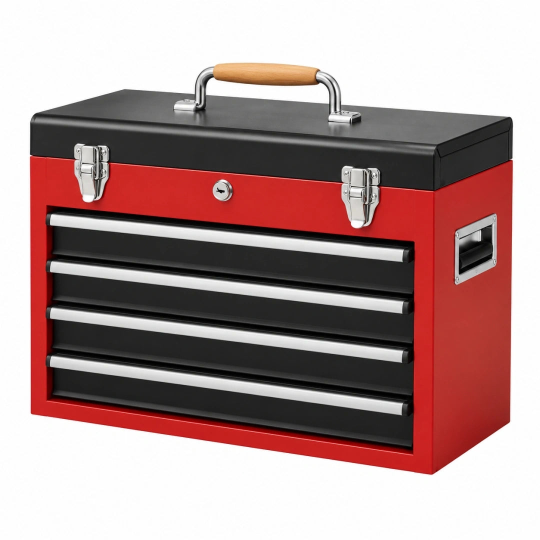 Caja de herramientas 60 x 30 x 40 cm de acero rojo y negro con 5 cajones portátil