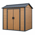 Caseta de jardín 220 x 160 x 220 cm de madera verde grisáceo con puertas dobles y techo a dos aguas